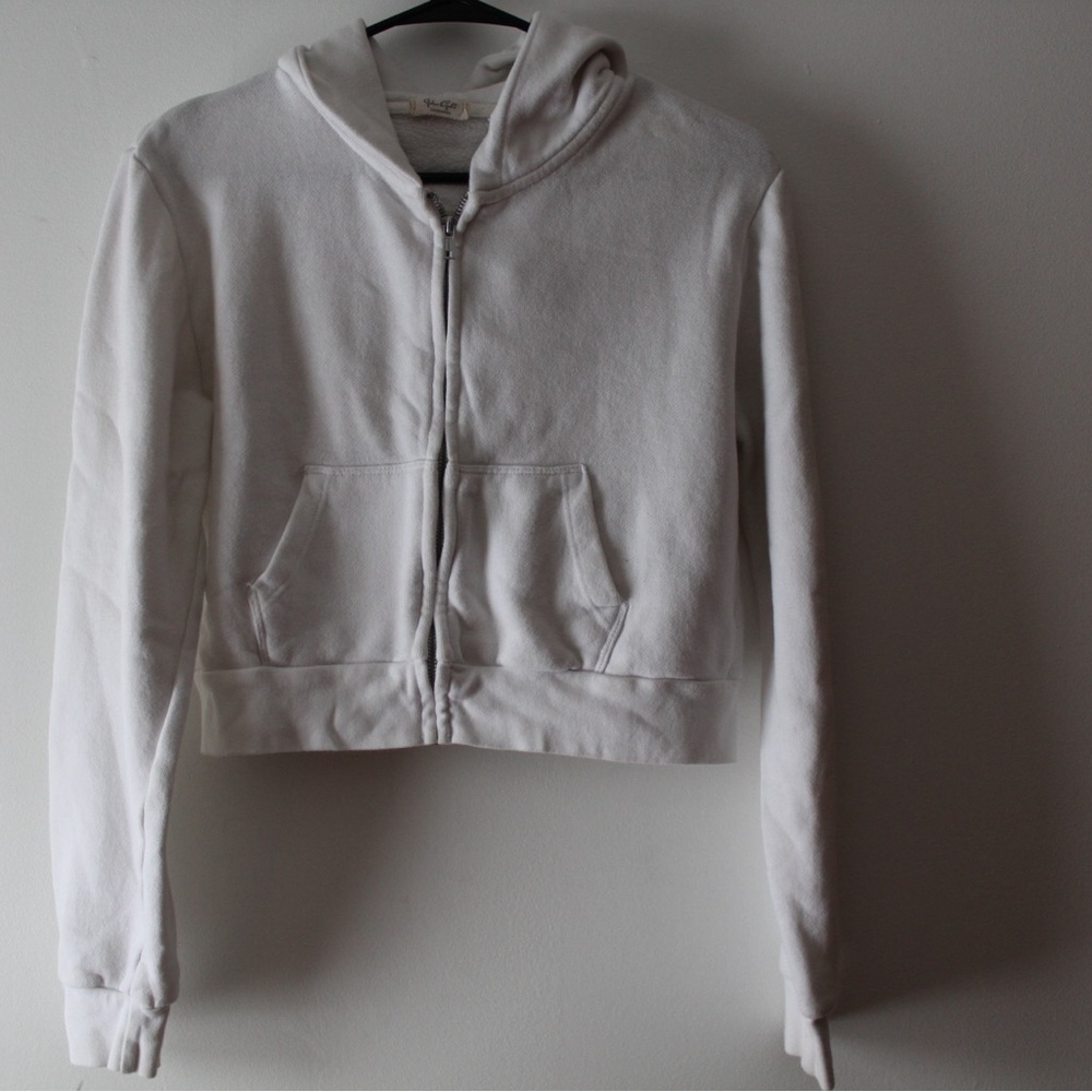 Brandy Melville Classic White Zip-Up Hoodie